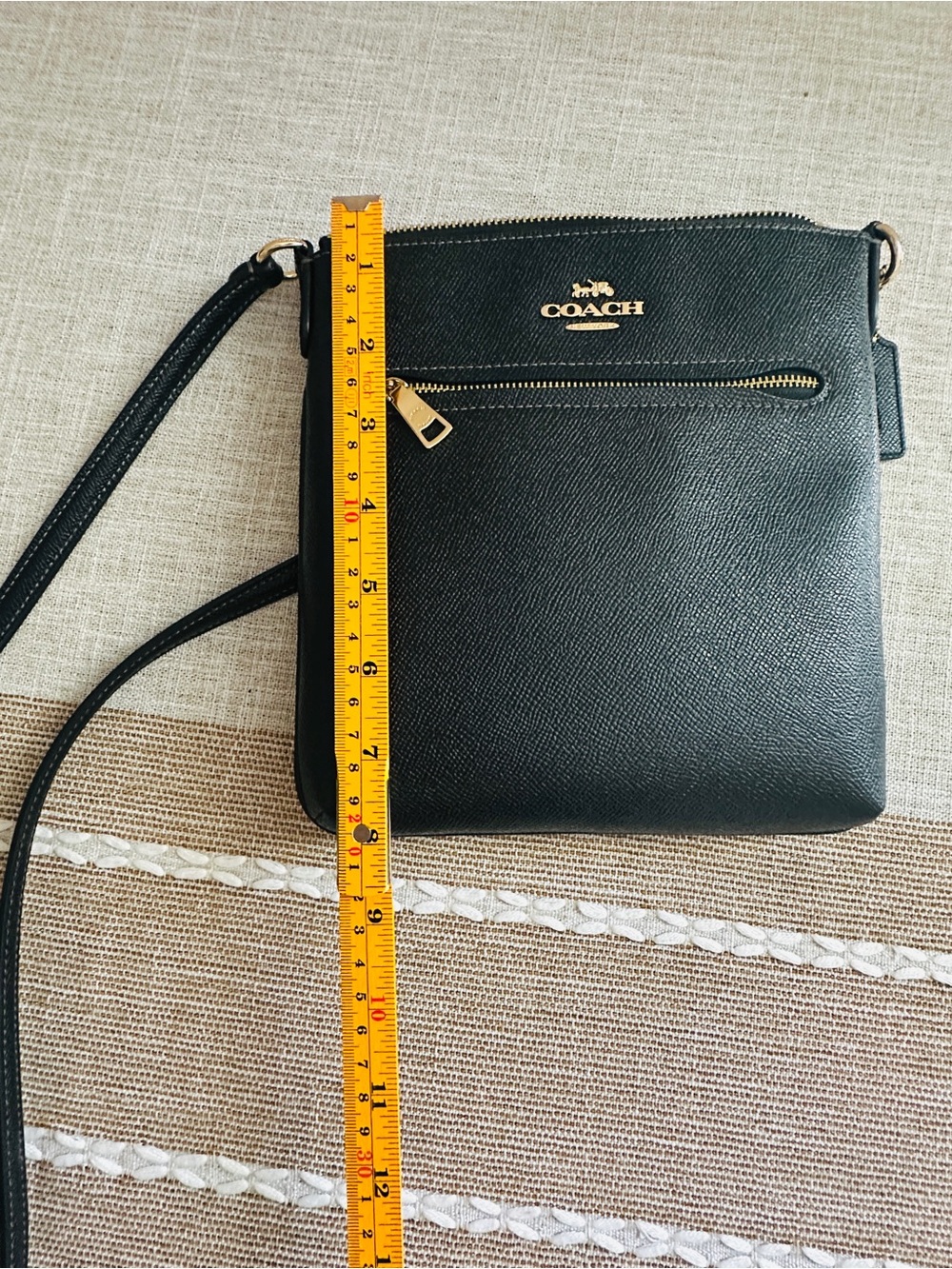 Coach Black Mini Rowan File Pebbled Leather Crossbody with Gold Accents - Picture 11 of 14